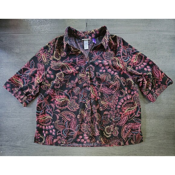 Catherine’s 0X 14/16 PETITE Lot of 2 Button Up Blouse Paisley Office Career - Picture 2 of 10